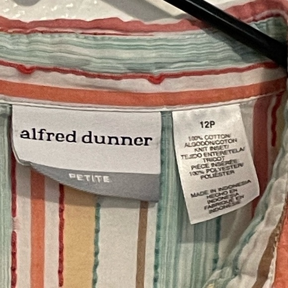Alfred Dunner Summer Stripe Button Down Shirt Size 12P - Picture 3 of 4